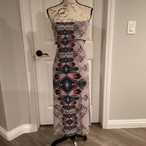 Jin Ping Women Aztic Rustic Sleeveless Dress,Size XL,Color Gray Multi Color NWT